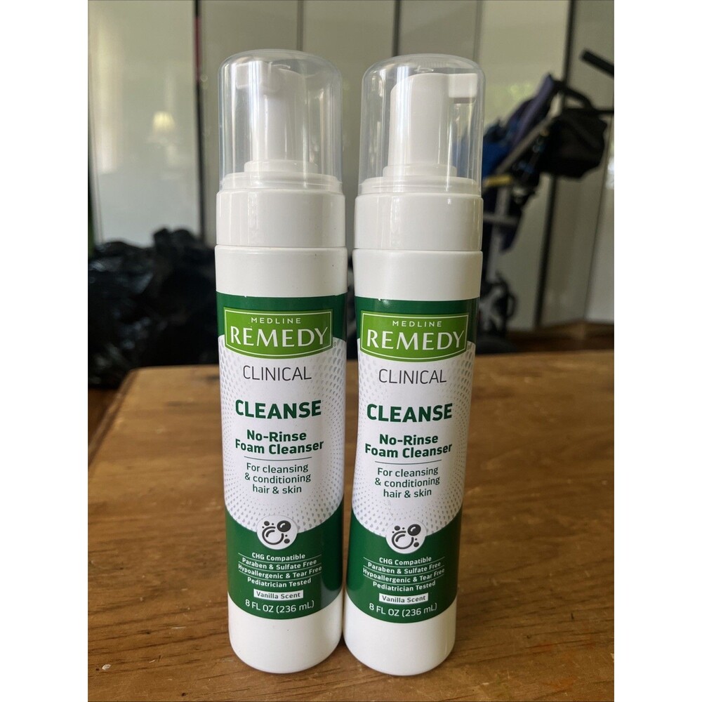 Medline Remedy Clinical Cleanse No-Rinse Foam Cleanser Vanilla Scent 8oz. 2 Pack